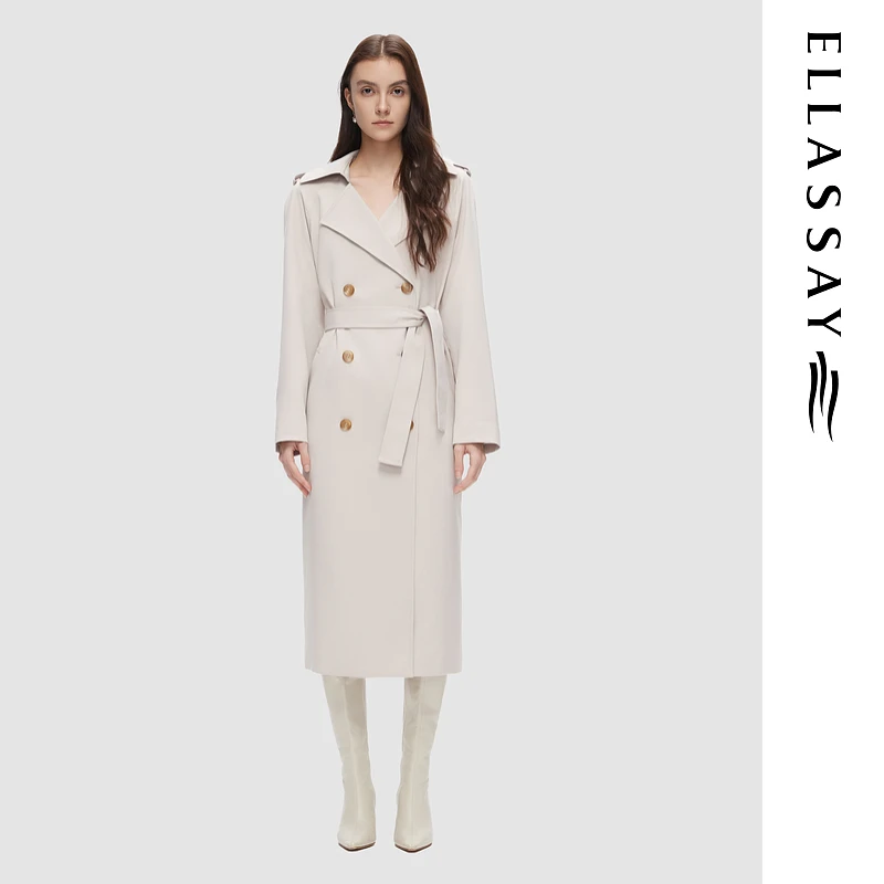 歌力思2024秋季新款雅丹风法式优雅双排扣风衣女EWD353F00800