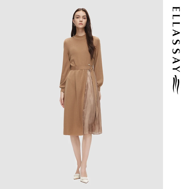 ELLASSAY歌力思绵羊毛秋季新款时尚百搭设计感连衣裙EWD353M04900