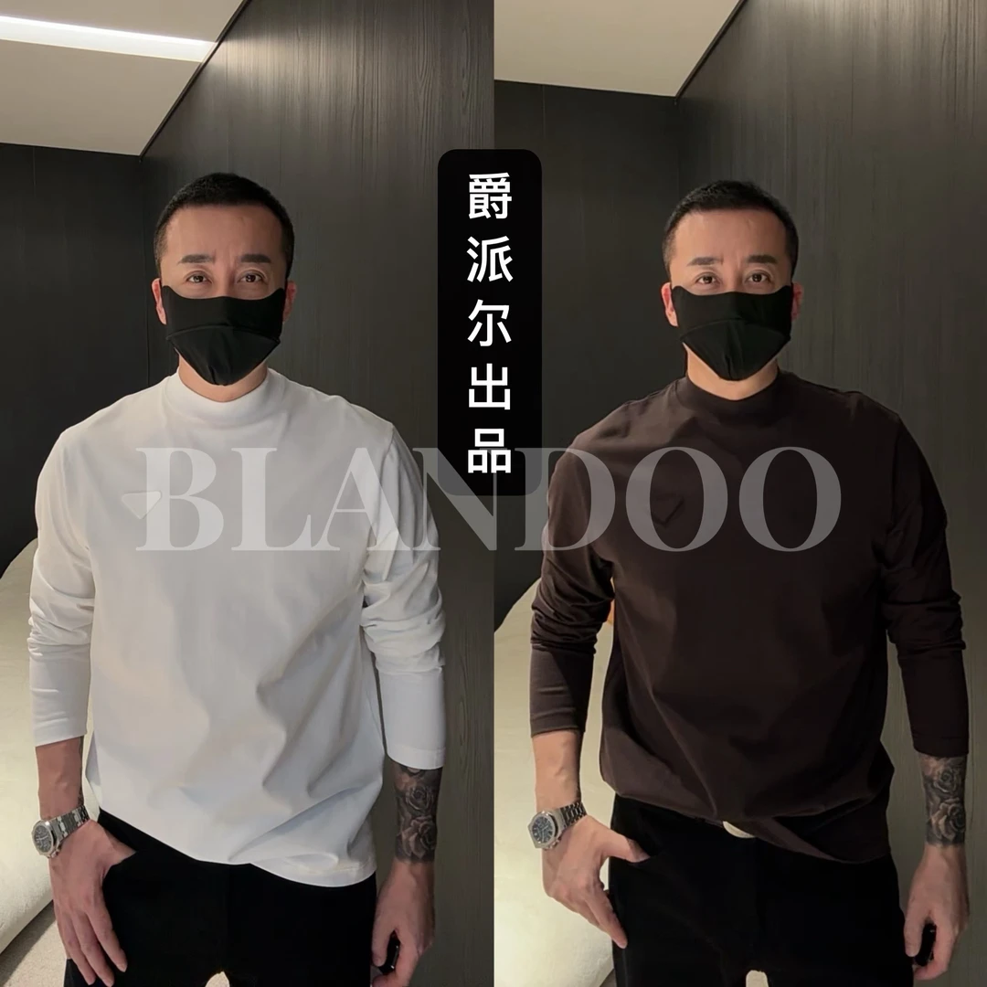 BLANDOO "舒适亲肤" 男士经典百搭三角标圆领长袖T恤BK6BD59