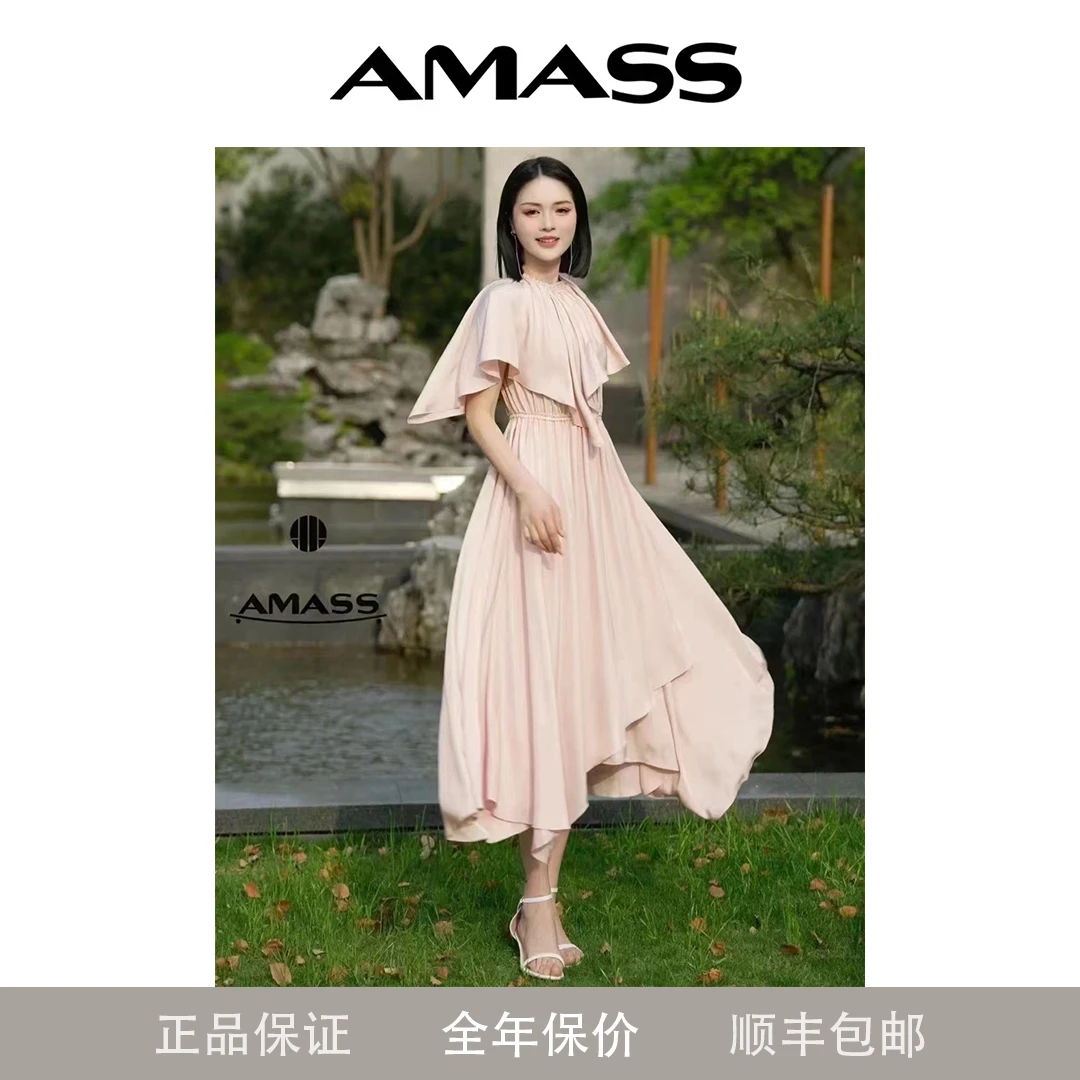 阿玛施2024夏季新款高档轻奢法式短袖女装连衣裙复古优雅5500531