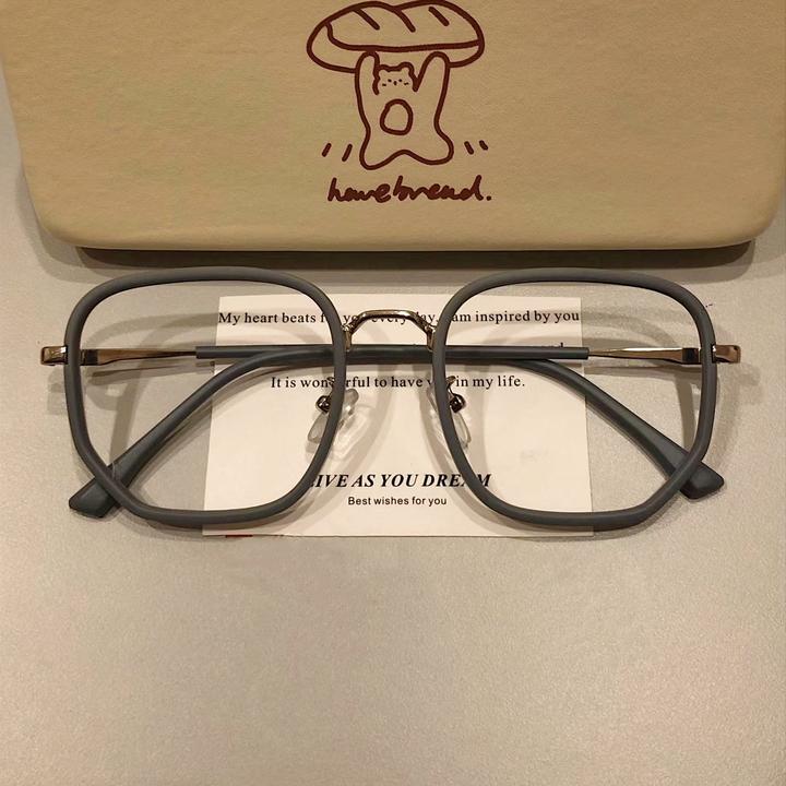 雾霾蓝方框眼镜专业可配有度数近视女素颜显脸小平光眼睛框架潮