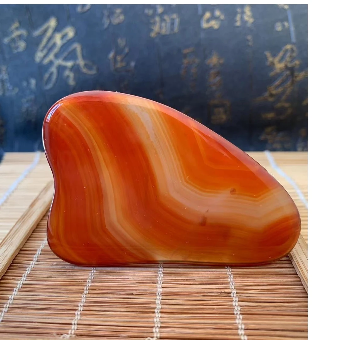 天然玛瑙保健刮板器具质地温润光滑纹理美观实用保健器具随机发货
