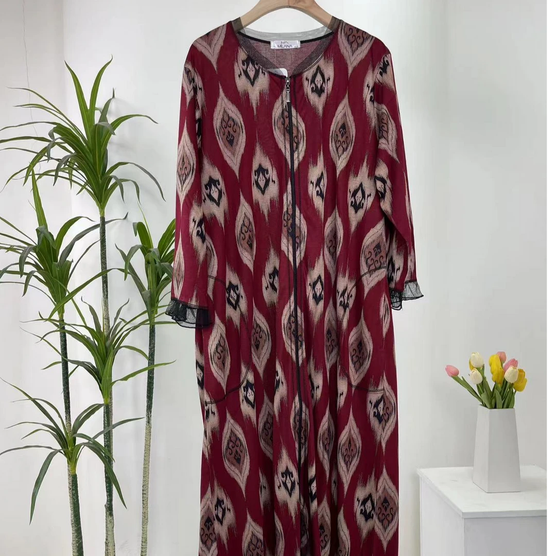 碎花民族风连衣裙针织休闲中长款