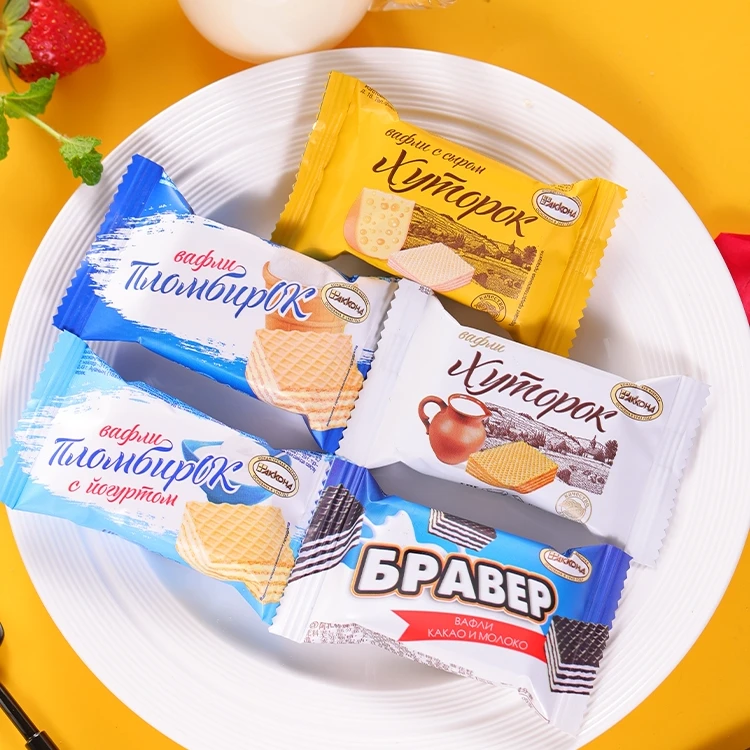 俄罗斯进口阿孔特酥脆夹心威化饼干408克/袋