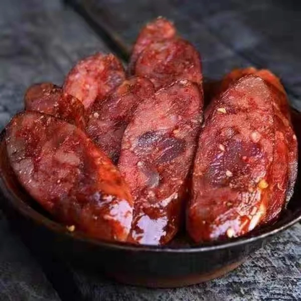 四号链接-农村柴火烟熏腊肠纯土猪肉灌制-现场称重