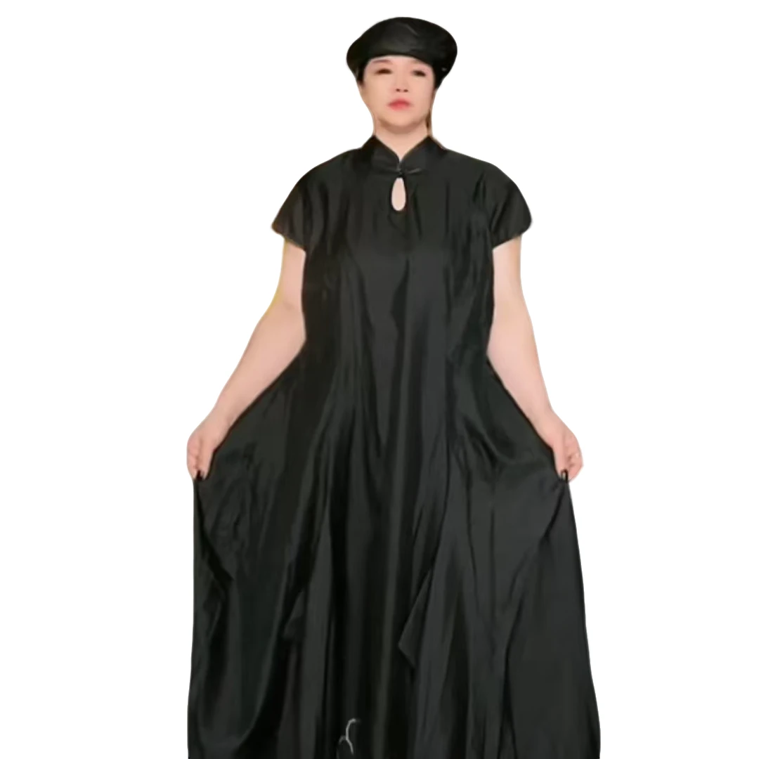 黑色定位花旗袍连衣裙