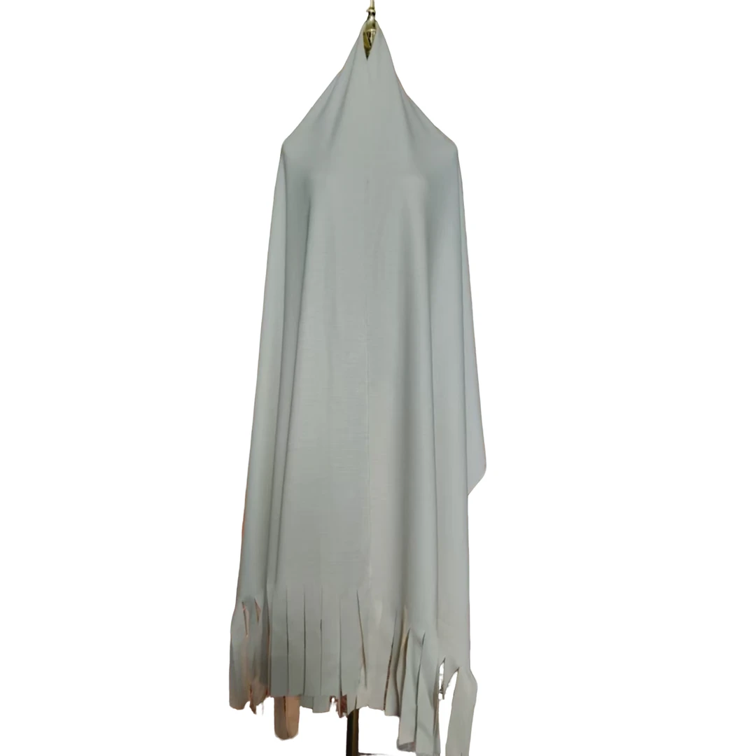 全毛白色流苏披肩