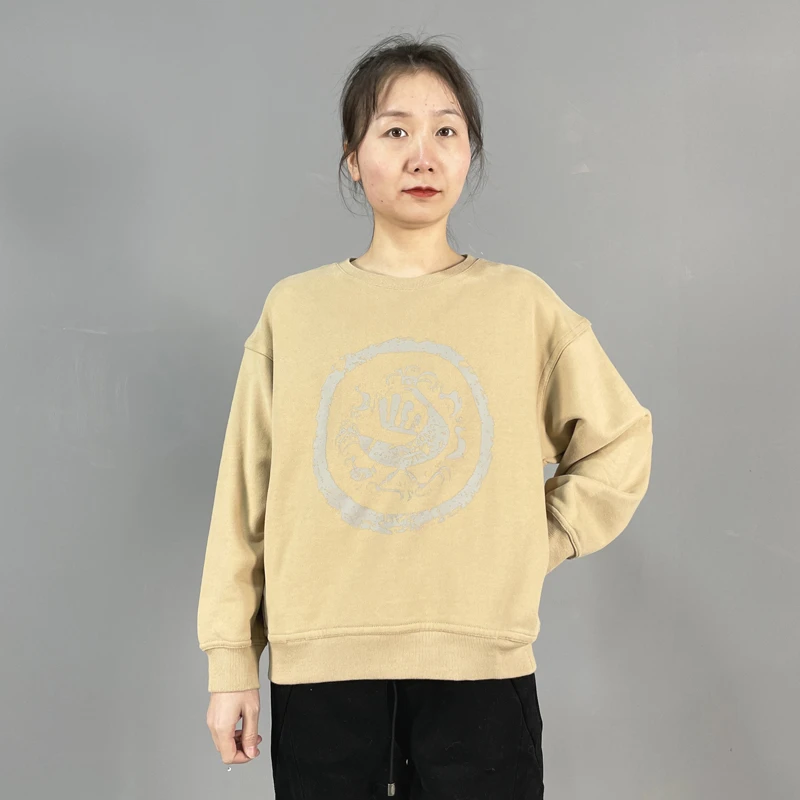J女装瑕疵品152196圆领卫衣套头加绒印花休闲时尚百搭常规潮流