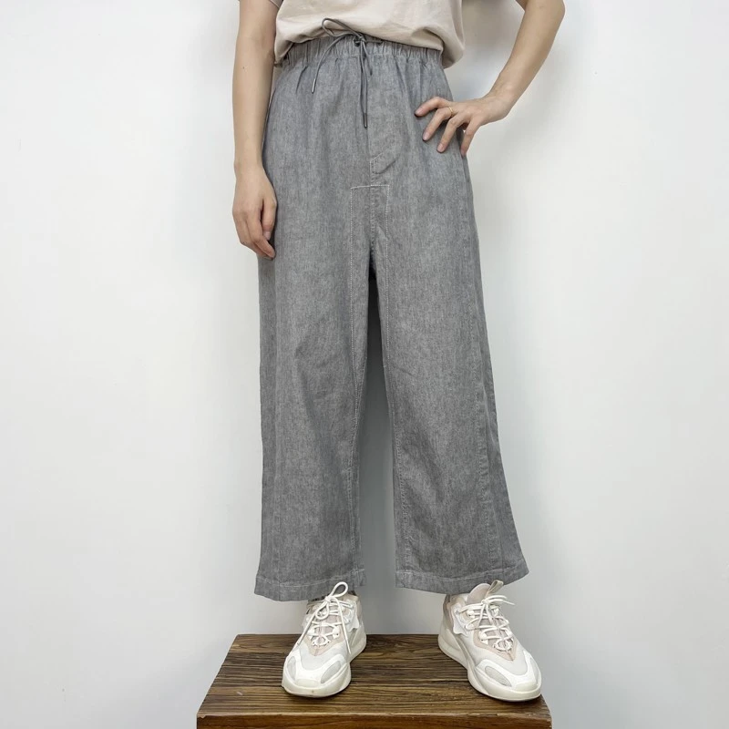 J女装瑕疵品6210505棉麻休闲直筒长裤百搭显瘦通勤纯色高级