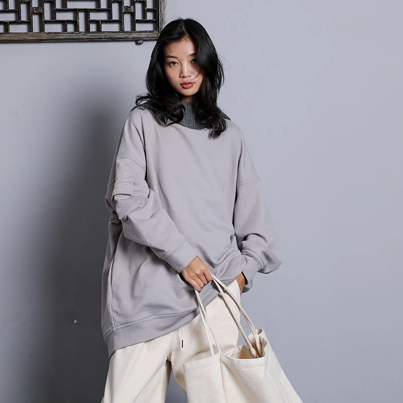 J女装瑕疵品11201030秋冬季宽松连帽百搭字母印花显瘦潮休闲卫衣