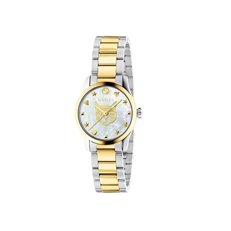 【爪爪专属】GUCCI古驰Timeless系列间金色猫头27女表YA1265012