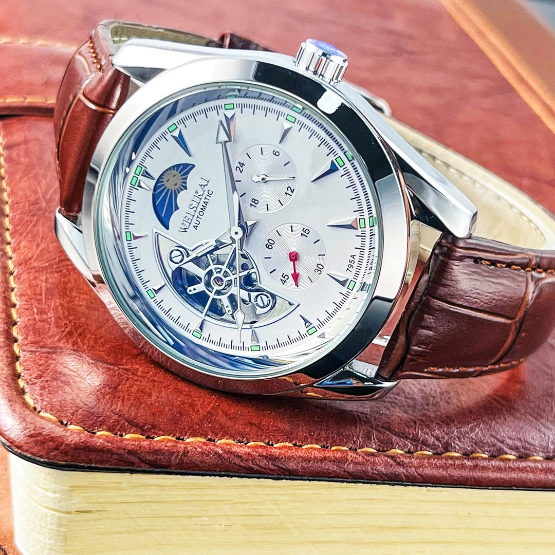 【小芳精选】飞行员795多功能高档全自动机械防水简约镶钻男士手表