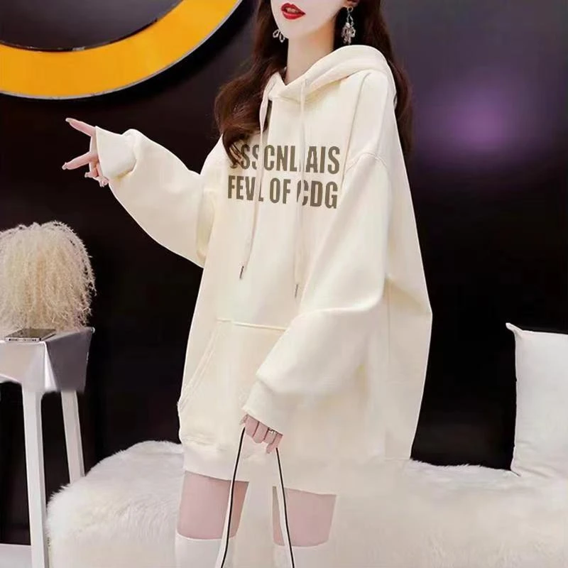 加绒加厚连帽卫衣女2024新款秋冬季爆款显瘦洋气宽松设计感外套