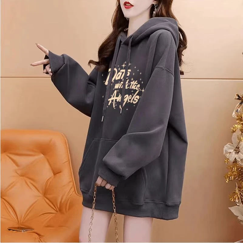 小众新款卫衣女秋冬季2024爆款oversize宽松慵懒风加绒连帽上衣潮