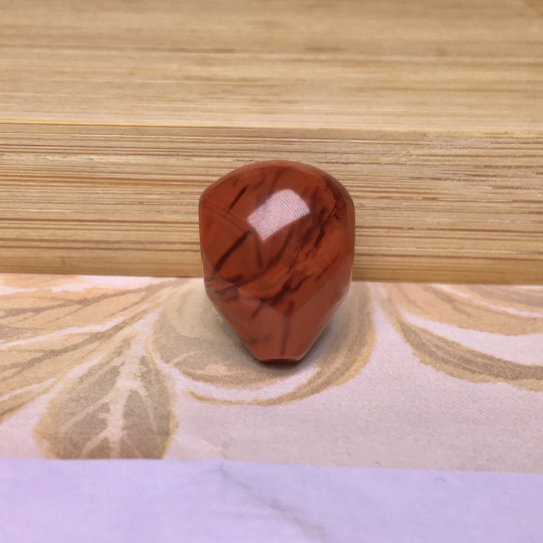 天然川料南红虎皮火焰纹满肉大三通15.8x20.8mm