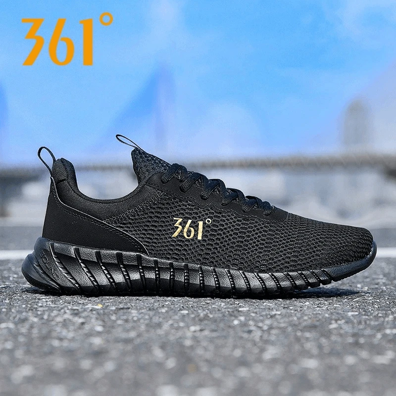 361°男鞋运动鞋2024年夏季新款男士网面透气休闲鞋黑色薄款跑步鞋