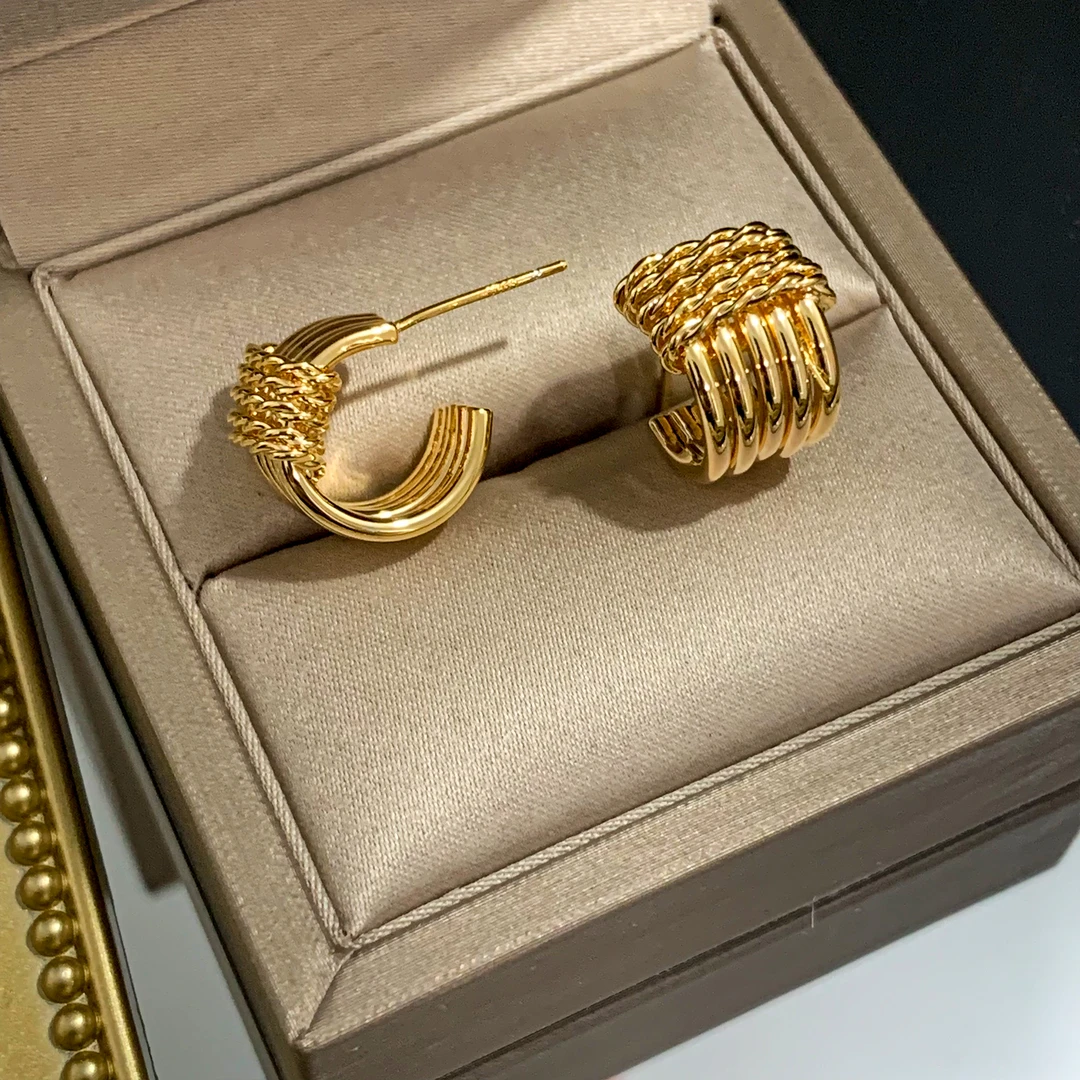 铜合金耳饰 轻奢气质时尚编织简约耳环9489