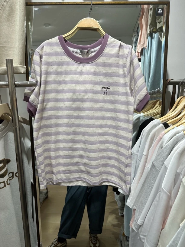 夏季新款彩条T恤1001