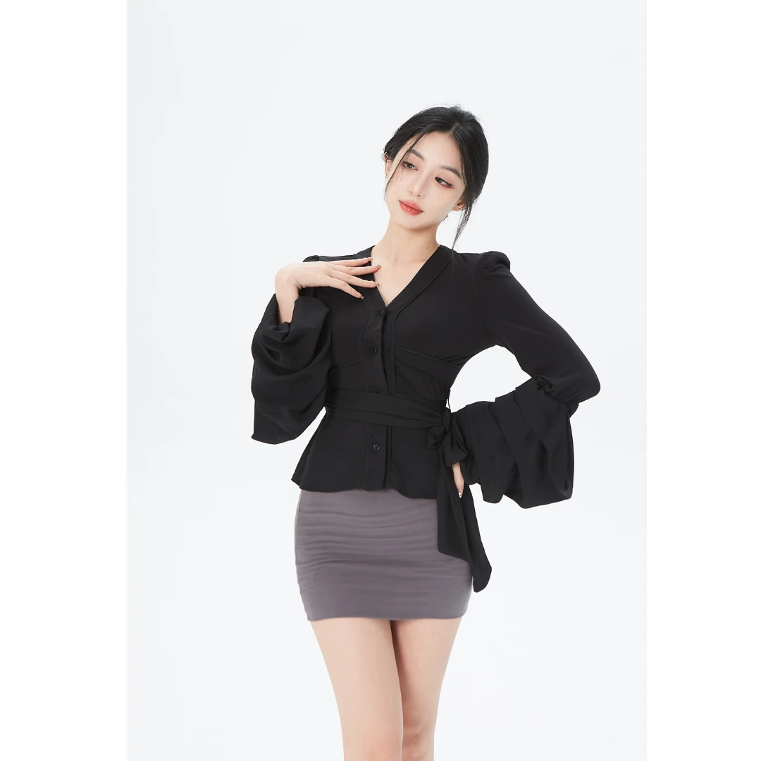 曼妙曲线修身小众法式气质春季显瘦紧身收腰开衫衣紧身包臀一步裙