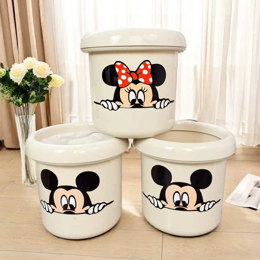 笑脸压圈垃圾桶客厅大容量大号收纳桶家用卧室宿舍圆形加厚纸篓