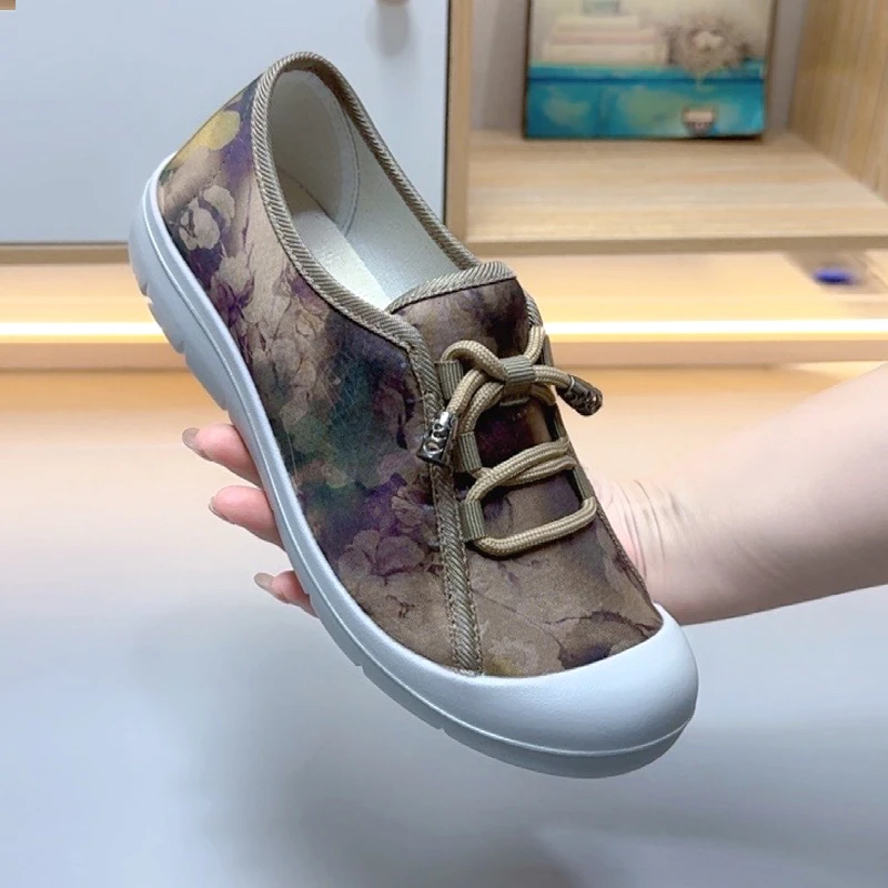 春秋新款老北京布鞋女鞋一脚蹬懒人软底复古民族风休闲鞋子女百搭