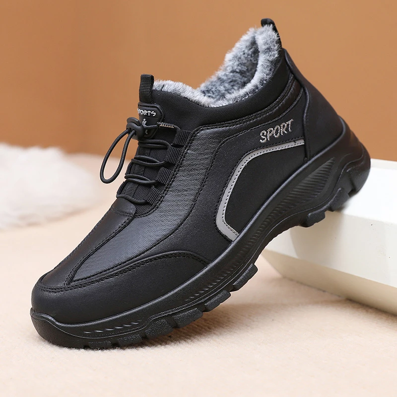 老北京布鞋冬季防水男棉鞋保暖加绒中老年爸爸鞋防滑老人休闲棉鞋