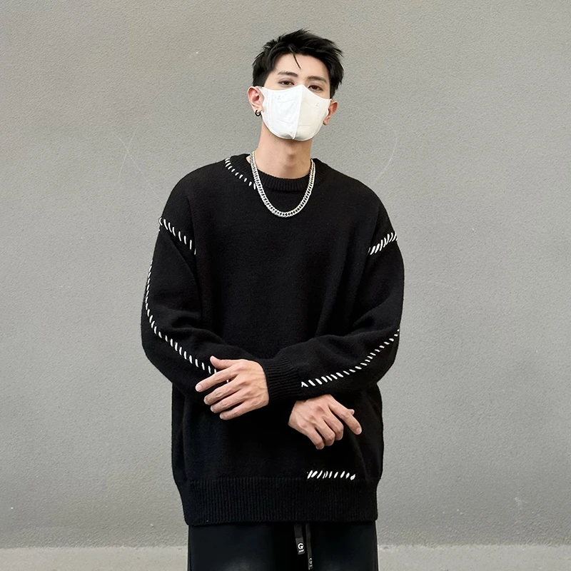 【男女同款】新款小众设计圆领毛衣帅气潮流休闲针织衫男毛衣MY8227