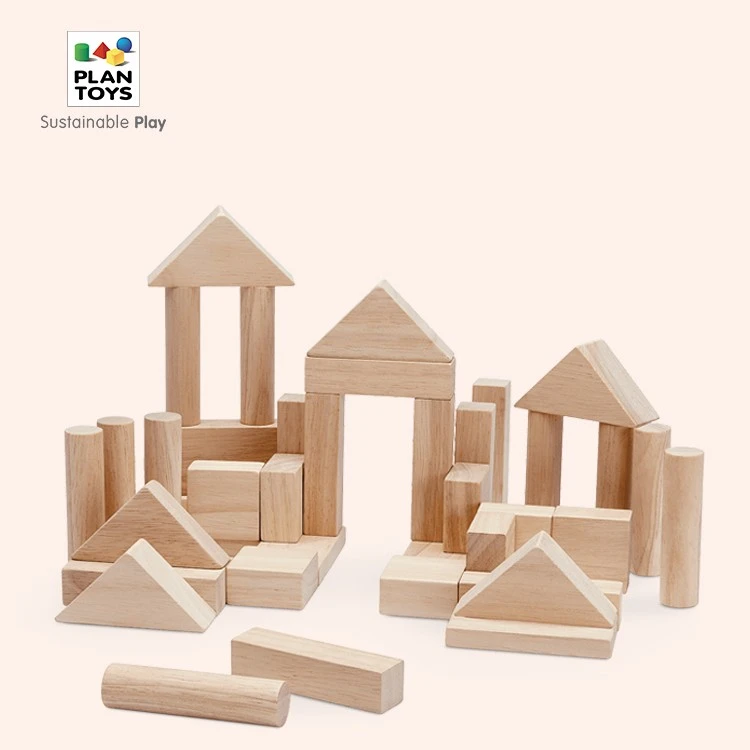 PlanToys进口5512原木40粒积木儿童玩具木制玩具