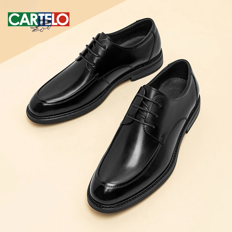 CARTELO/卡帝乐鳄鱼2023时尚正装男士头层牛皮新郎系带结婚皮鞋