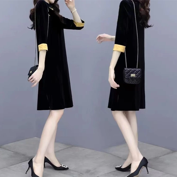 FZLJ-韩G绒三排扣显瘦A版旗袍-衣长约110