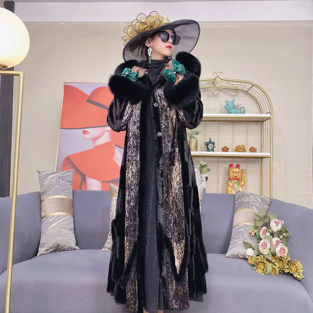 5532中老年女装冬装狐狸毛领宽松显瘦中长款时尚高端洋气阔太外套