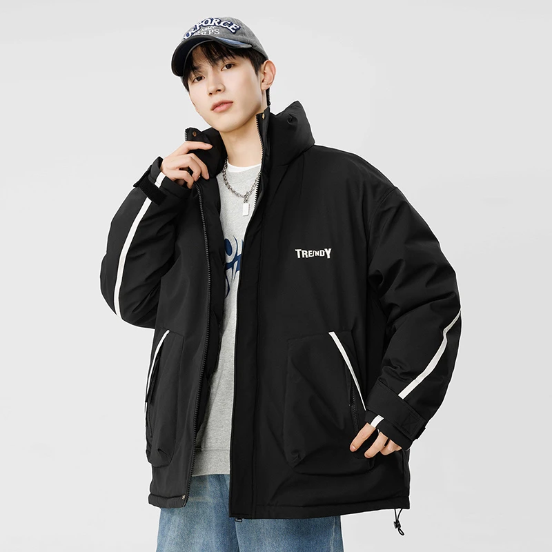 秋冬季运动休闲夹棉外套 防风保暖棉服 男士宽松加厚立领百搭时尚