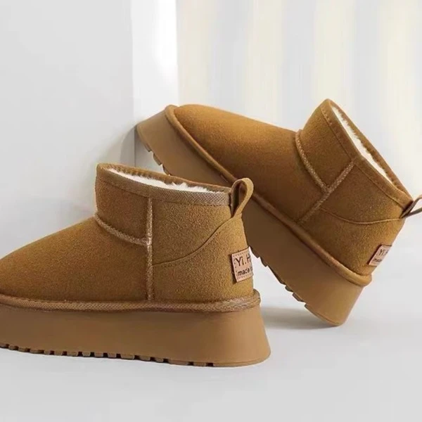 2072时尚休闲百搭加绒冬季短筒舒适牛绒皮毛毛雪地靴A