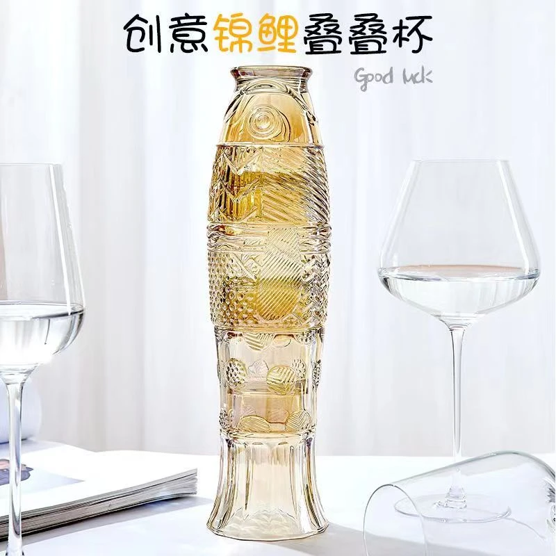 【源头工厂】鲤鱼四件套家用套装待客创意造型杯子厚实无铅喜庆