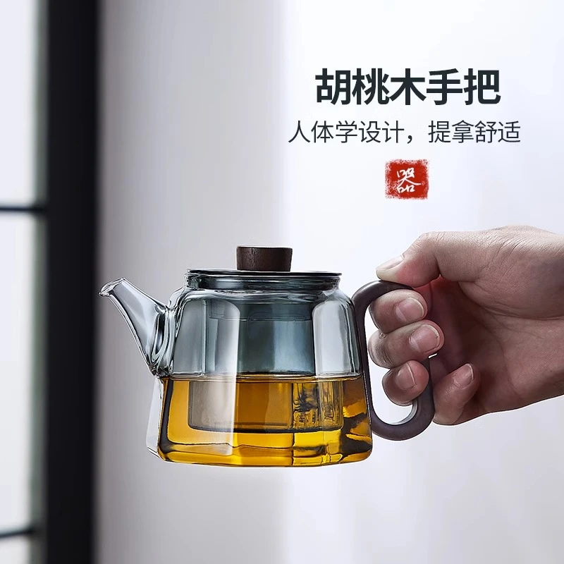玻璃泡茶壶办公室耐高温家用烧水壶单壶茶水分离喝茶茶具茶杯套装