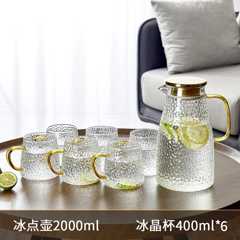 QINGPINGGUO/青苹果家用大容量喝水杯耐热锤纹水具套装