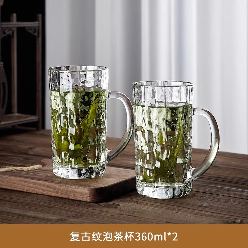 玻璃杯带把耐热高温待客泡茶杯家庭喝水杯子家用客厅玻璃茶杯套装