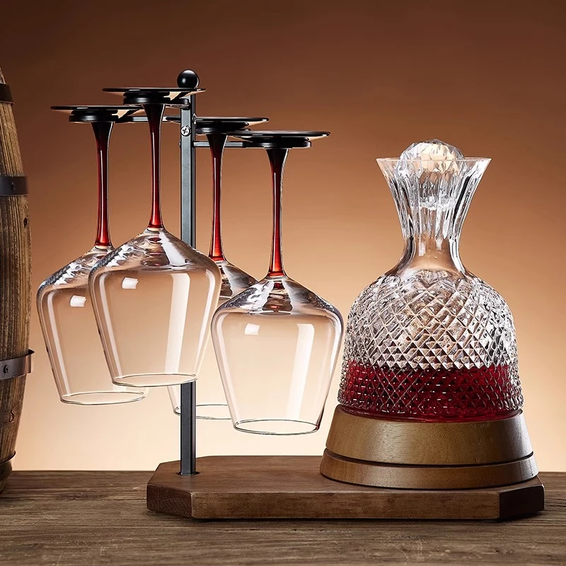 高级感水晶红酒杯套装欧式玻璃陀螺醒酒器大号勃艮第葡萄高脚杯子