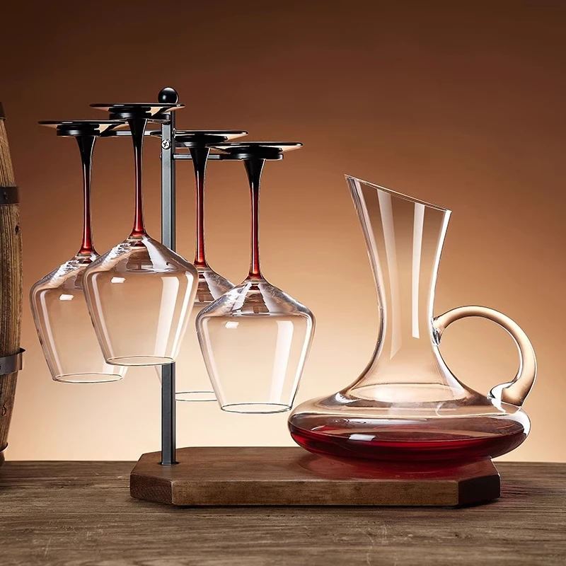 轻奢红酒杯套装家用水晶玻璃葡萄酒醒酒器创意北欧高脚杯架子酒具