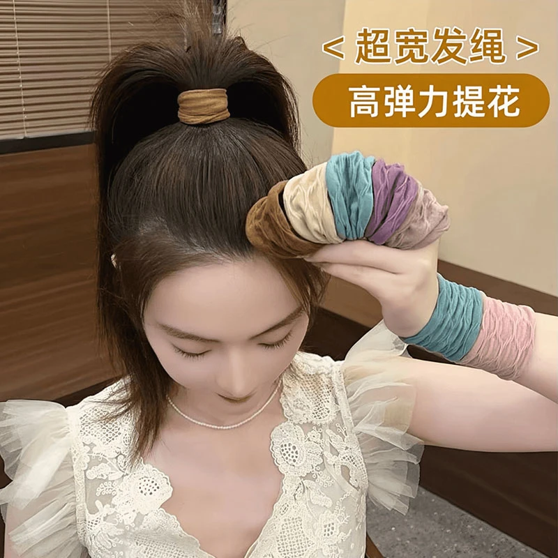 发圈女提花系列加宽面膜肌发圈高马尾发绳高弹力耐用绑头发像皮筋