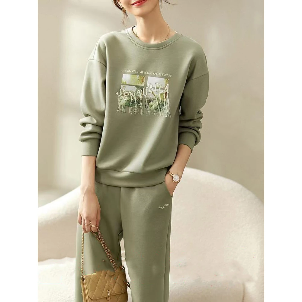 特！线下41&9！高工刺绣流苏！气质款~字母设计印花女式套装L71266