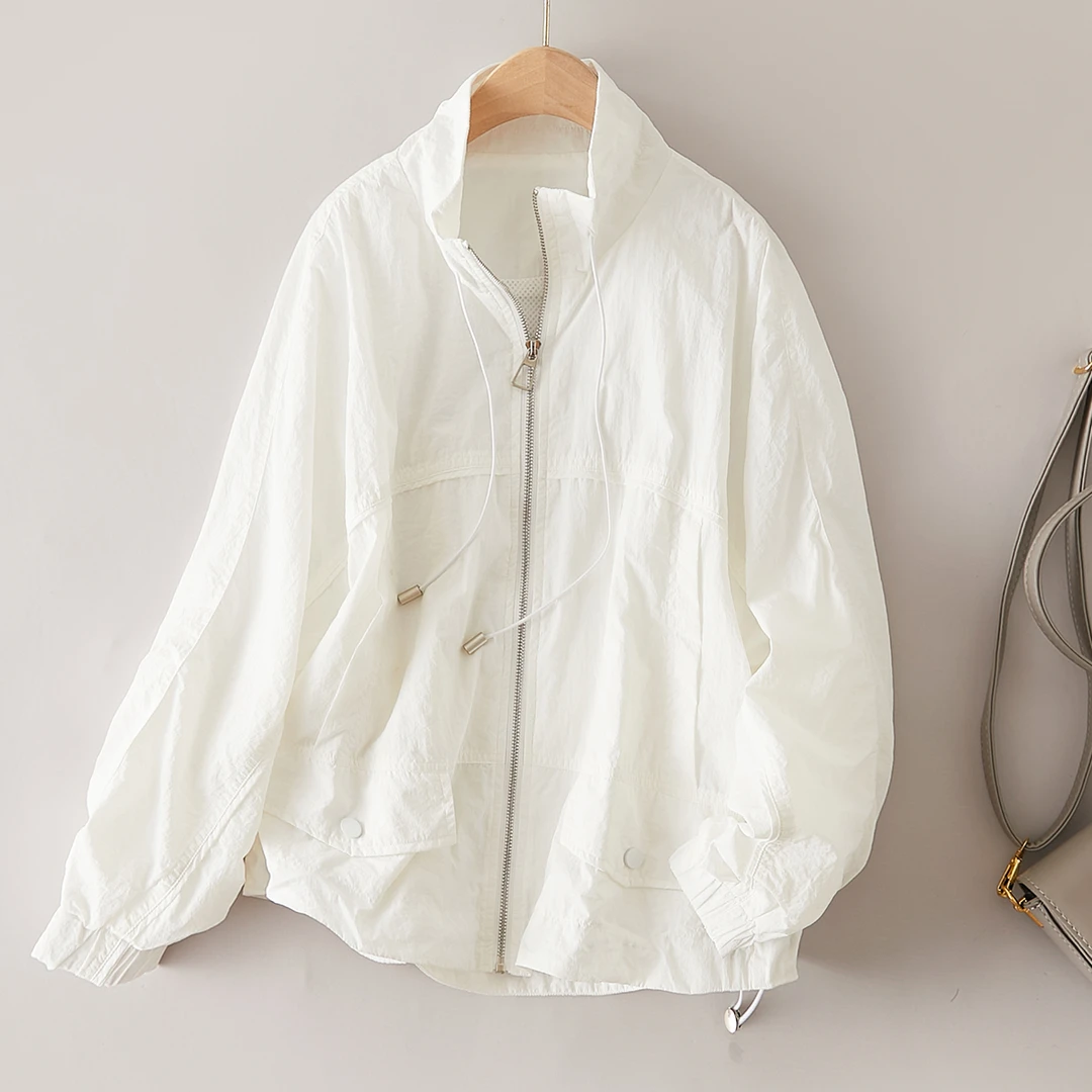 特！夏日BI备~门店27&9！宽松百搭立领双口袋抽绳防晒外套L71542