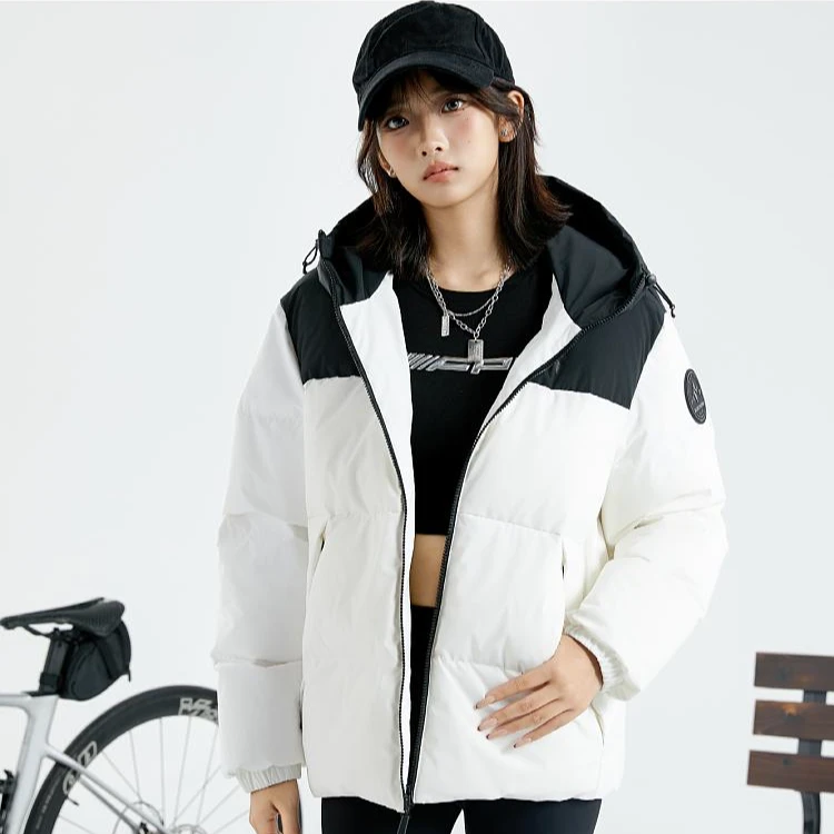 斯凯奇雅钻梭织时尚休闲潮流情侣连帽冬季短款羽绒外套L424U267