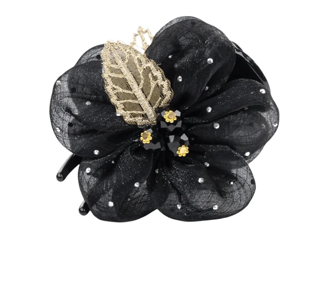 【蓝铃花】洛嘉丽 黑色简约气质蓬松马尾夹 WZJ8519