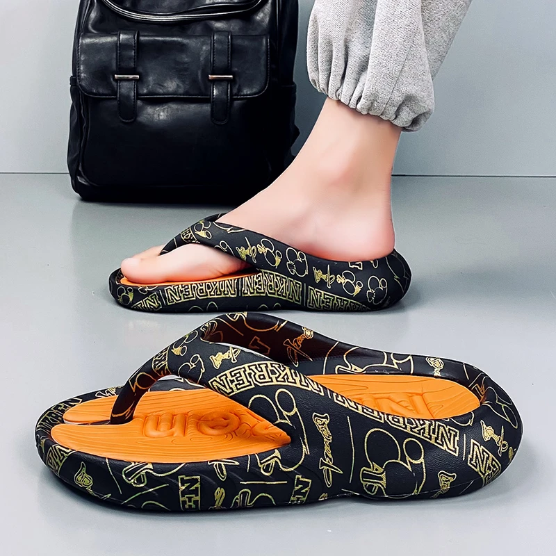 库约内姆人字拖男夏季外穿厚底潮流大码夹脚拖鞋防滑运动沙滩鞋