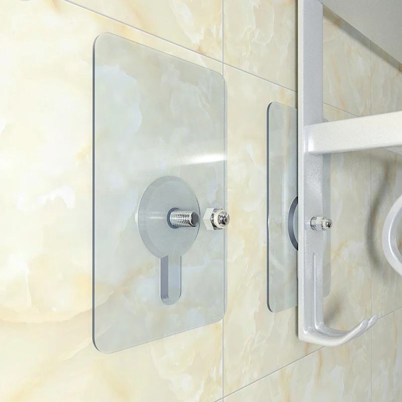 无痕螺丝贴挂钩置物架壁挂不锈钢架安装螺丝固定强力免钉贴免打孔