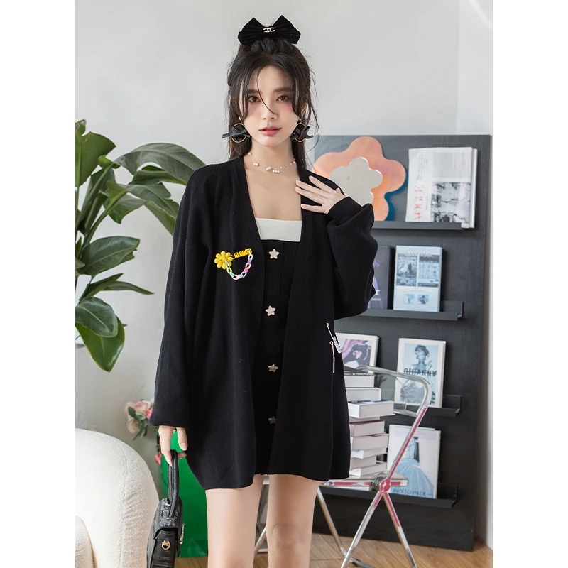 【小呆鸟专享】NeveNico 辣妹吊带包臀裙针织开衫套装