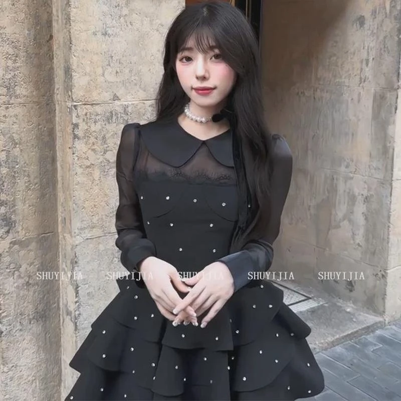 /舒衣家 胖法式纯欲风辣妹波点连衣裙富家千金收腰蓬蓬短裙