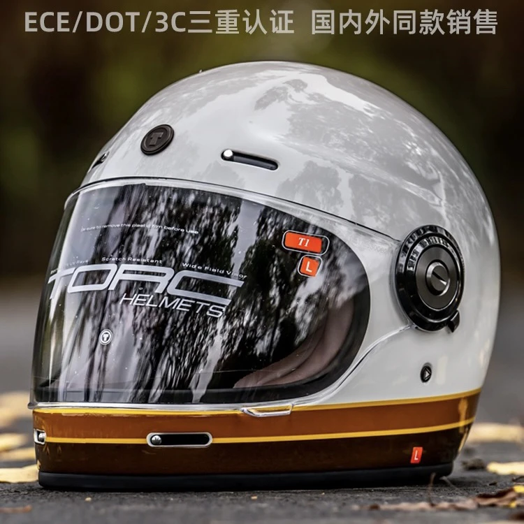 TORC(捡漏)复古全盔碳纤维摩托车哈雷头盔男机车街车四季通用T135