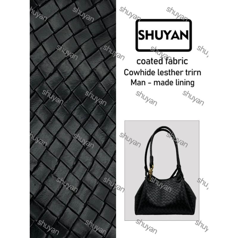 姝宴手工打造真皮女士新款包TA0160黑色编织手提包